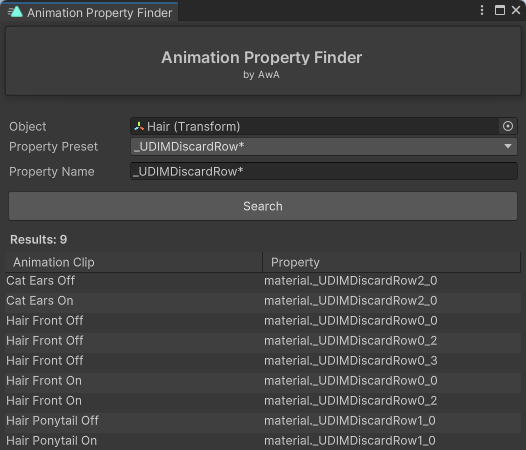 Animation Property Finder