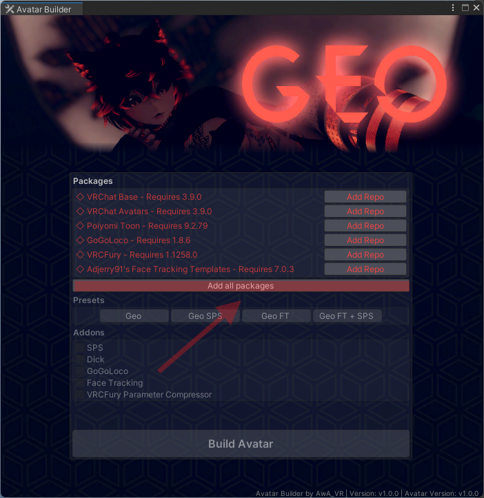 Avatar Builder Import All Packages